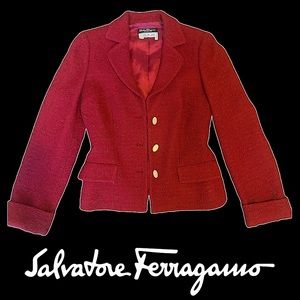 Salvatore Ferragamo Red Wool Suit Blazer!